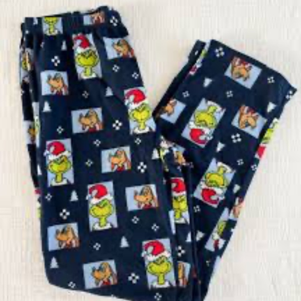 Men’s  Navy Grinch Print Pajama Pants